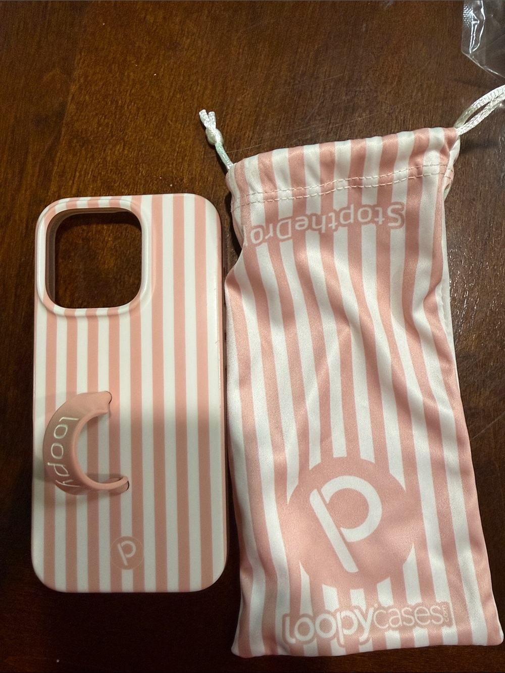 Loopy Case Pink Stripe Phone Case with Grip - Soft Pink iPhone 16 pro